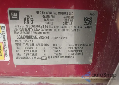 2014 Buick Enclave Leather from USA, damaged, VIN 5GAKVBKD5EJ293824